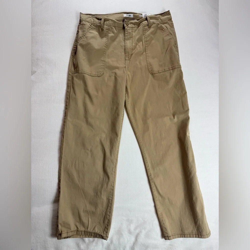 Kensie Jeans The Allie High Rise Slim Straight Crop Tan Khaki Pants Size 12/31